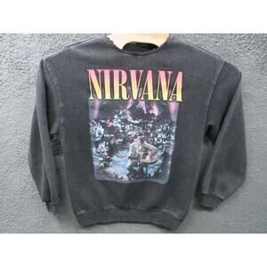 H&M Nirvana Unplugged New York Crewneck Sweatshirt Women XS Black Music